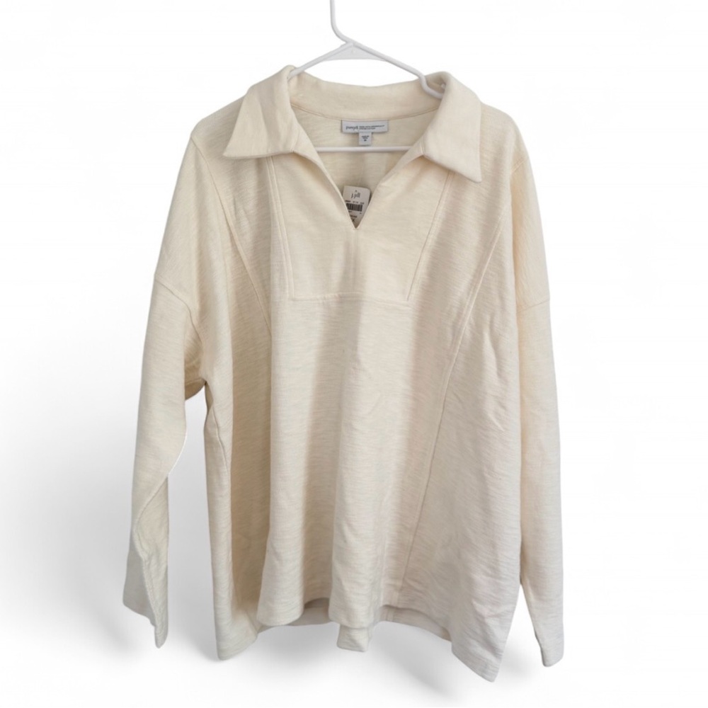 J. Jill Women’s Sweater 3x Organic Cotton Cream NWT Capsule Minimalist Preppy
